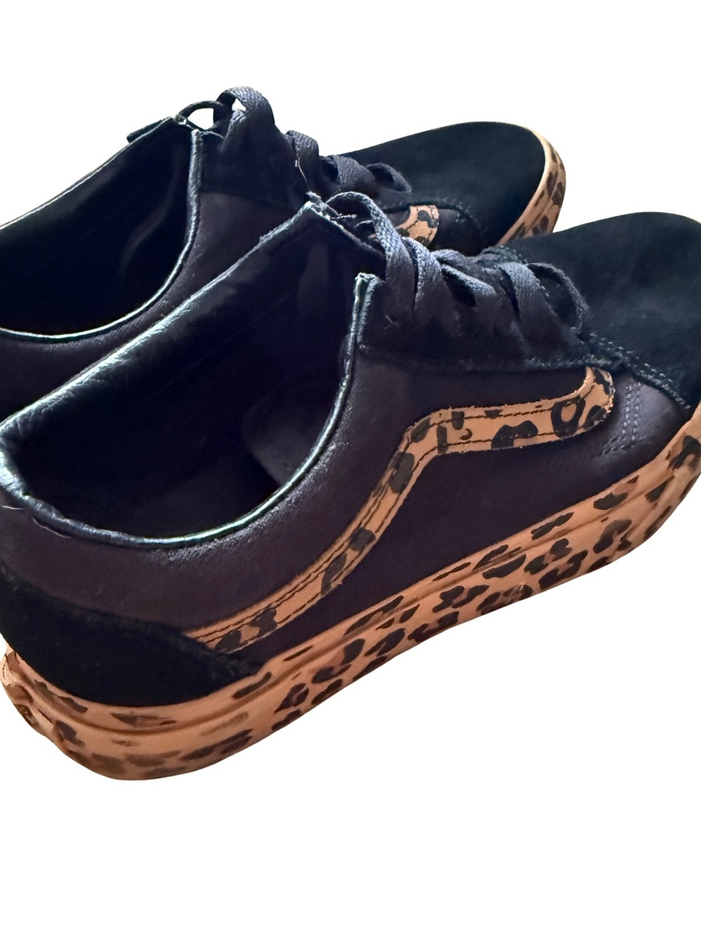 VANS OLD SKOOL PLATFORM LEOPARD PRINT BLACK SUEDE CANVAS SNEAKERS WOMENS SIZE 8 - Picture 10 of 11